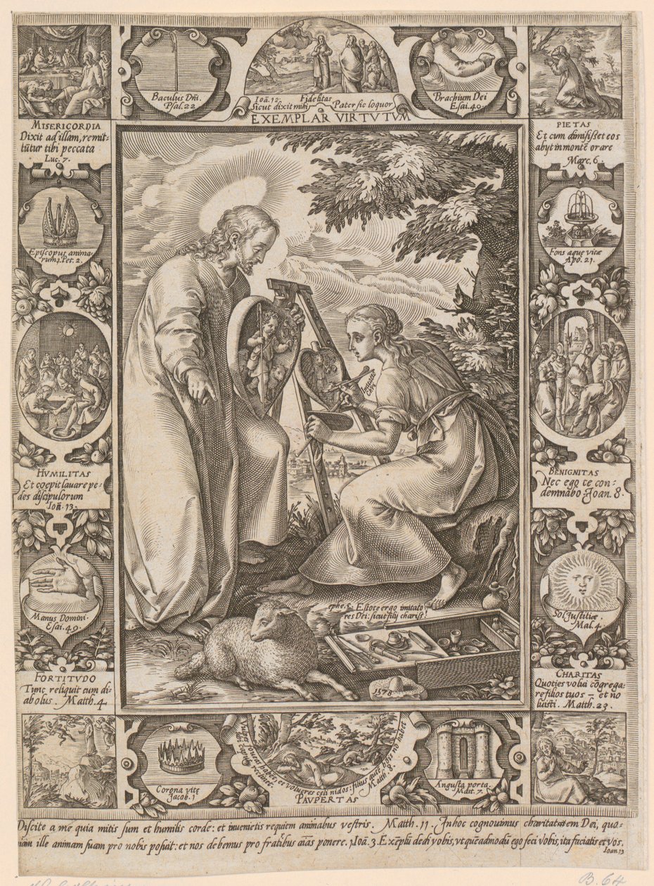 Kristus som dygdigt föredöme, blad 4 i serien ”Kristi liv” av Hendrick Goltzius