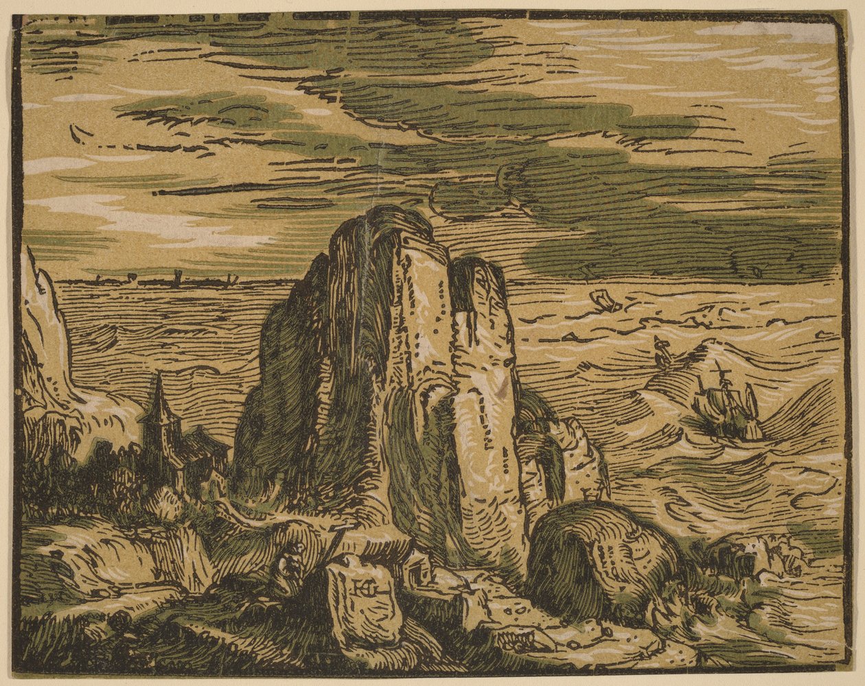 Klippa vid en havskust av Hendrick Goltzius