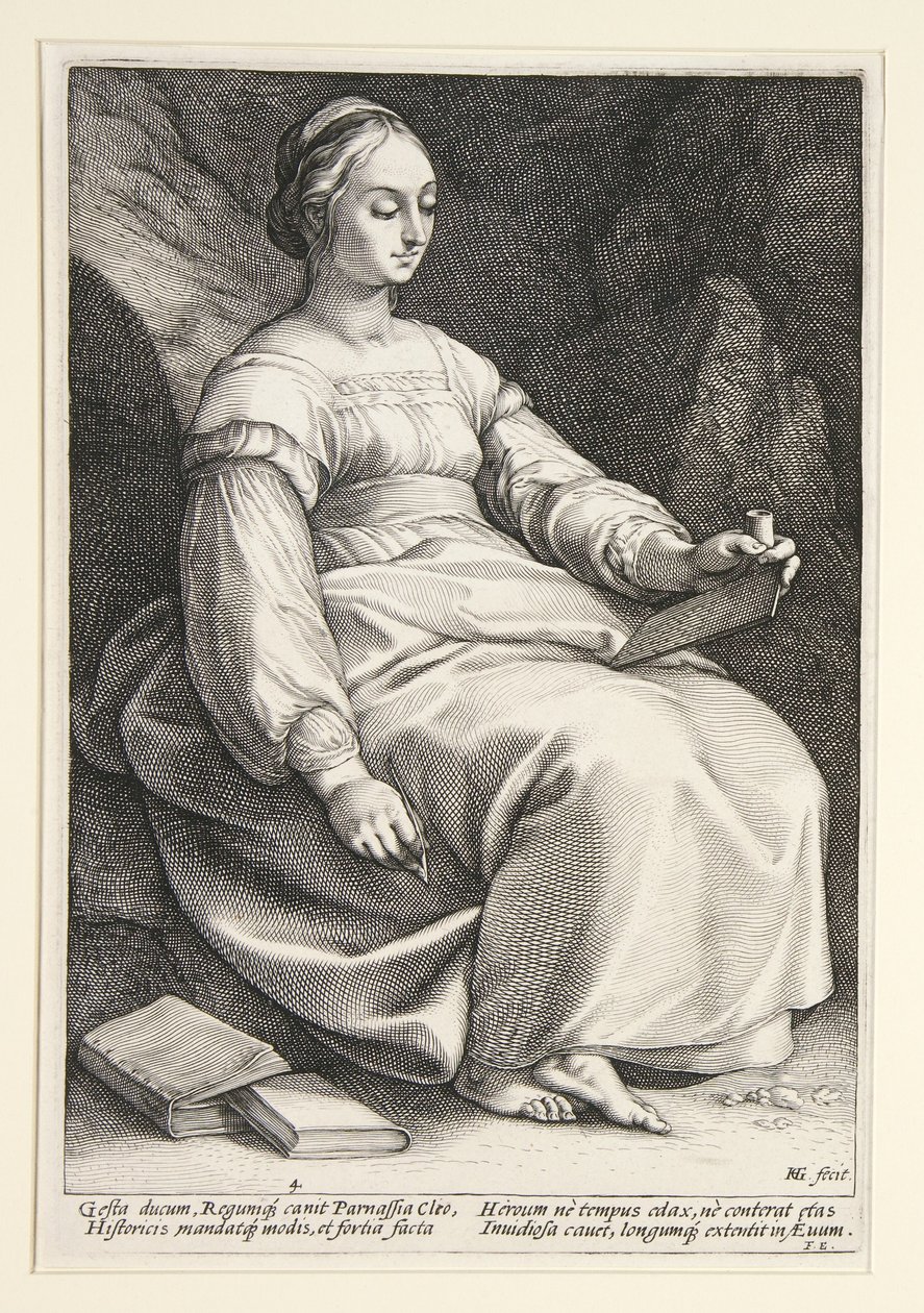 Klio, blad 4 ur serien ”De nio muserna” av Hendrick Goltzius