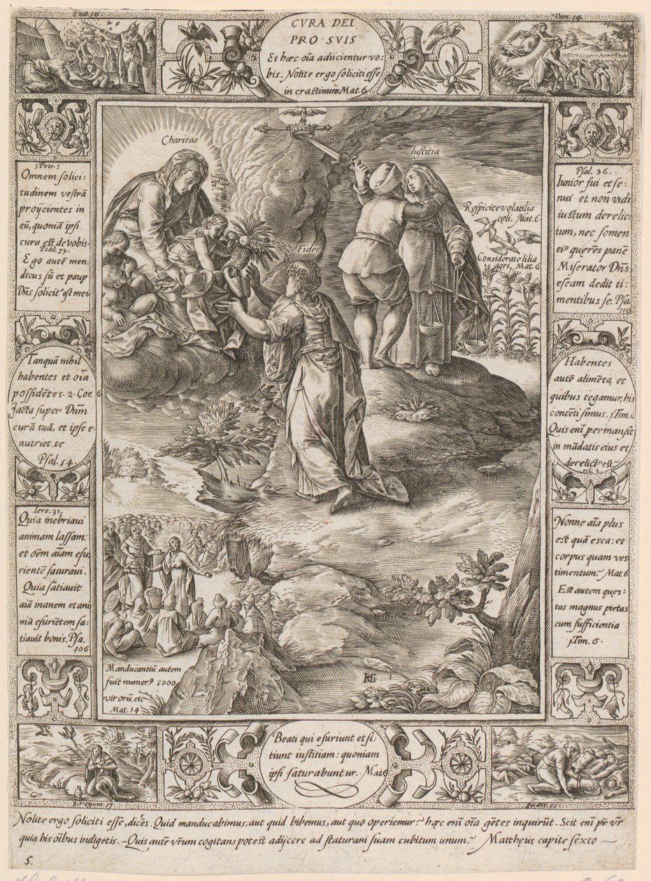 Cura dei pro suis, blad 5 i serien "Allegorier över den kristna tron" av Hendrick Goltzius