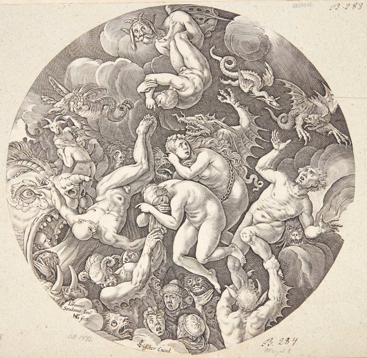 De fördömdas fall av Hendrick Goltzius