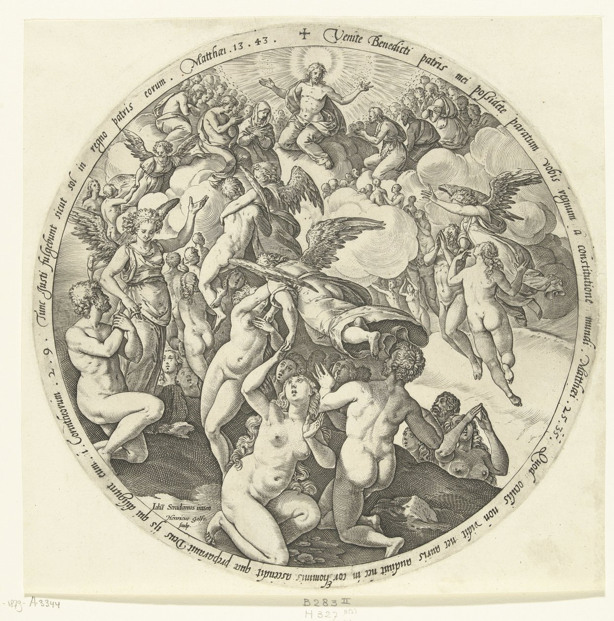 De välsignade tas emot i himlen The Last Judgment (serietitel) av Hendrick Goltzius