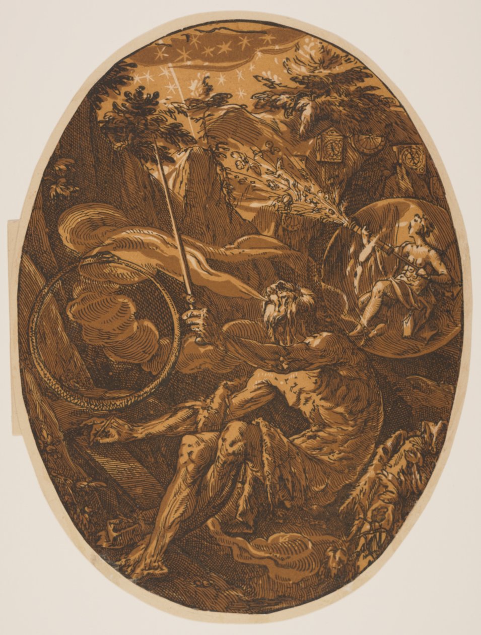 Demogorgon i Evighetens grotta, från Gudarna av Hendrick Goltzius