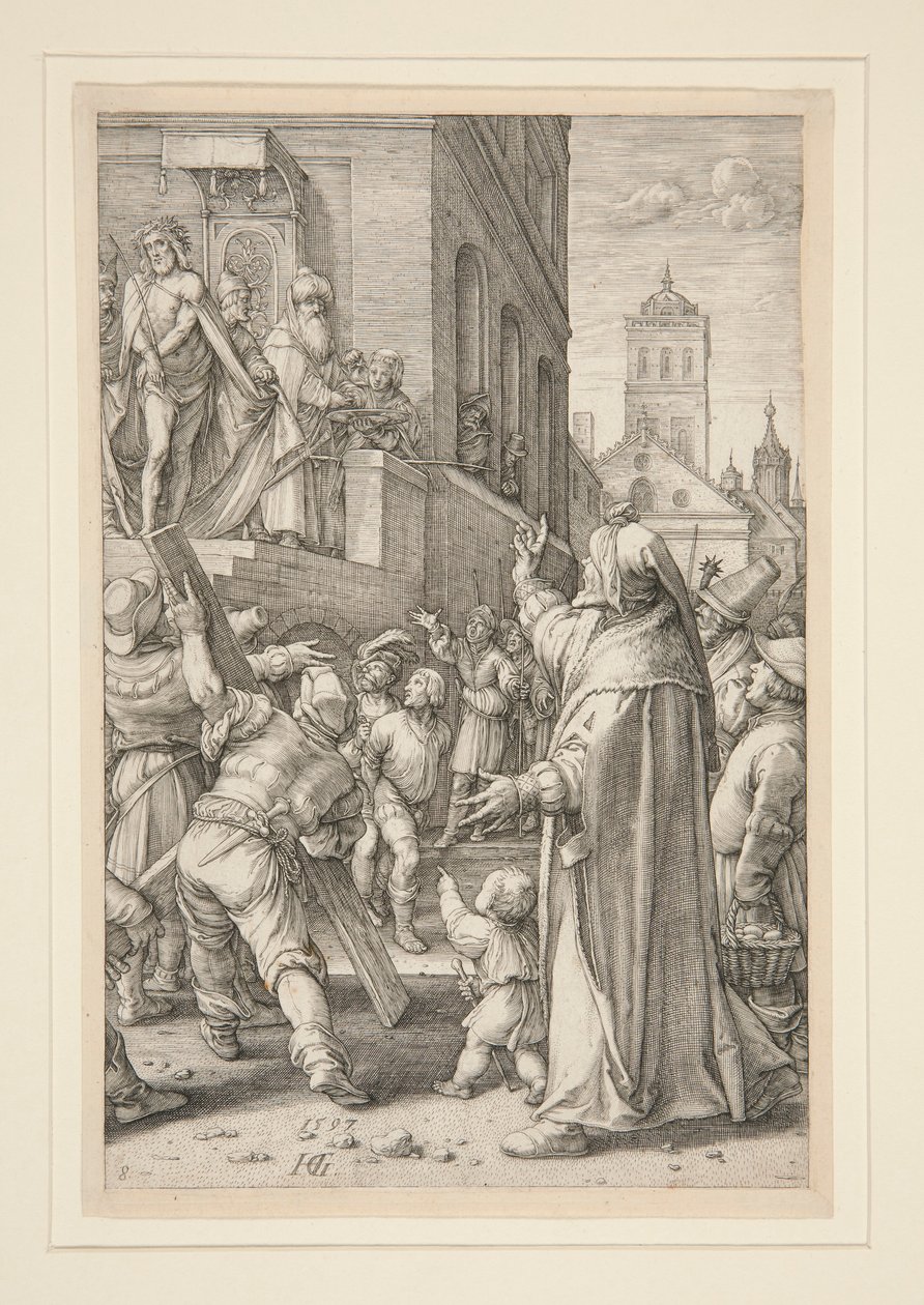 Ecce Homo, från The Passion, #8 i en serie av 12 gravyrer av Hendrick Goltzius