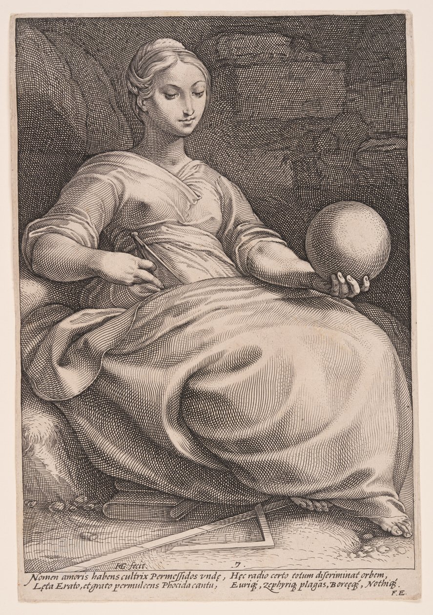 Erato, den lyriska poesins musa, ur De nio musorna av Hendrick Goltzius