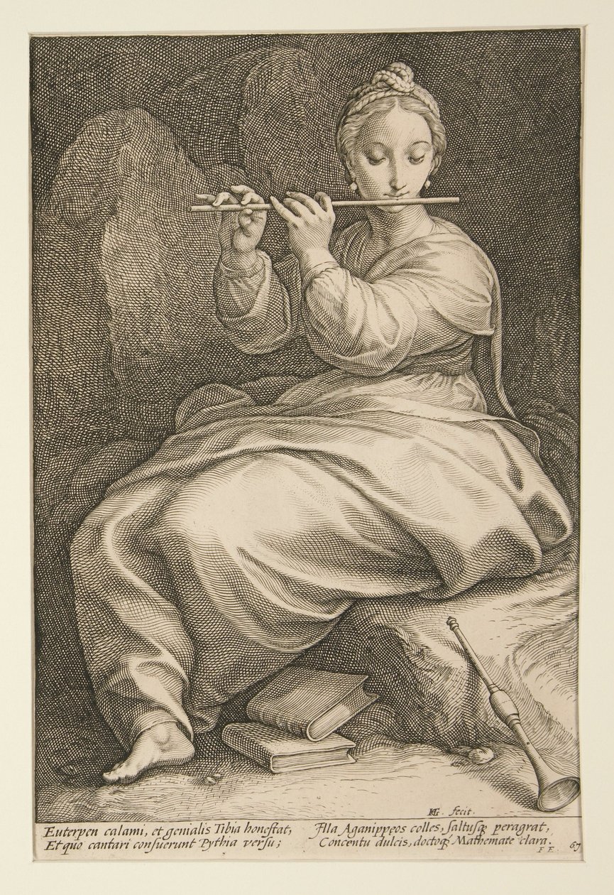 Euterpe, bild 6 ur serien ”De nio muserna” av Hendrick Goltzius