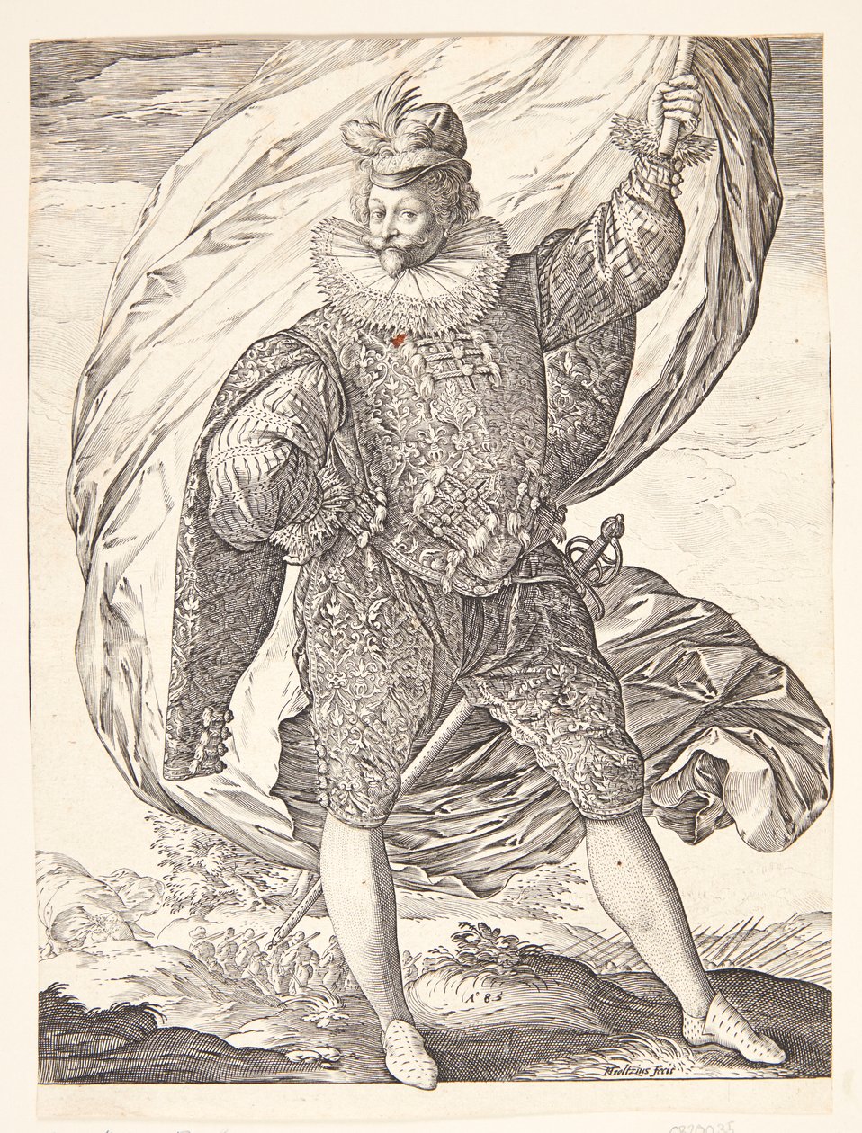 Fanföraren, vänd åt höger av Hendrick Goltzius