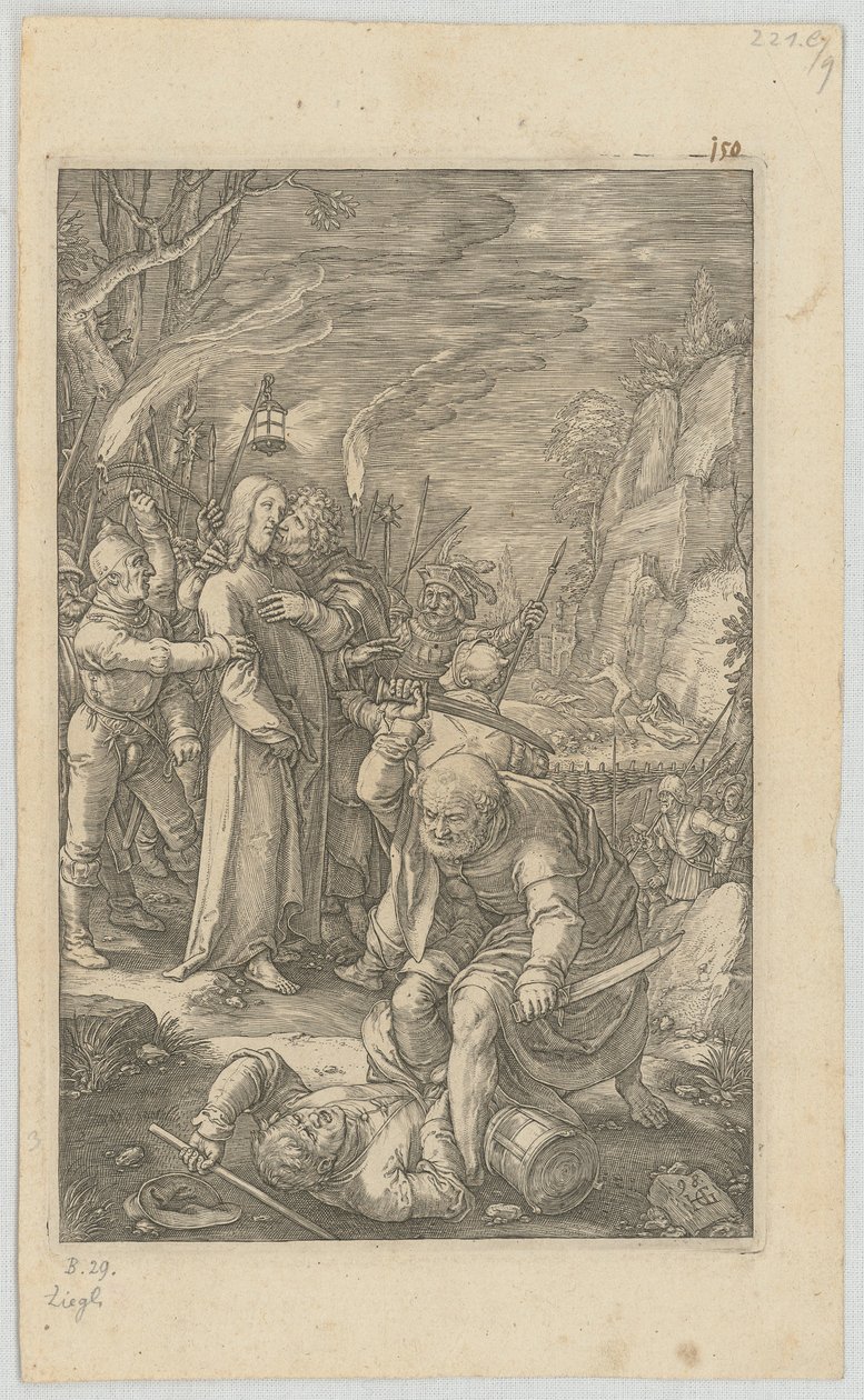 Kristi gripande, blad 3 ur serien ”Passionen” av Hendrick Goltzius