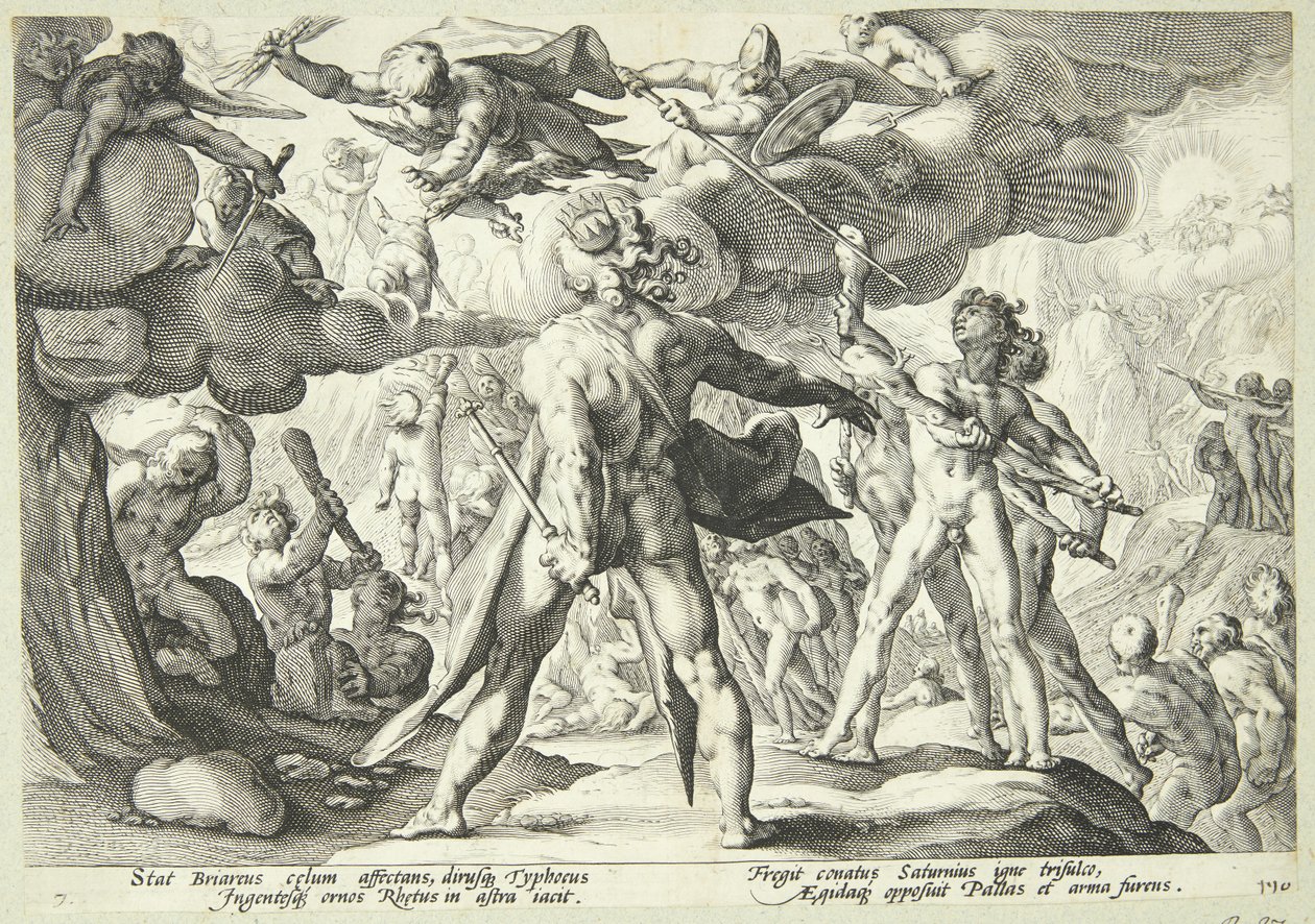 Jättarna stormar mot himlen av Hendrick Goltzius