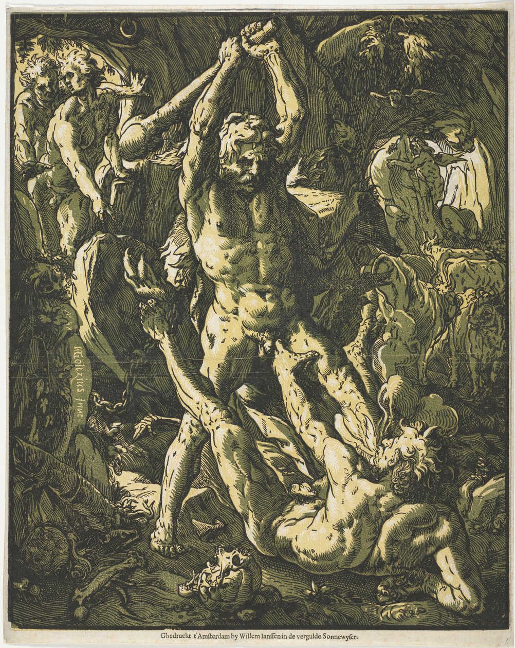 Herkules och Cacus av Hendrick Goltzius