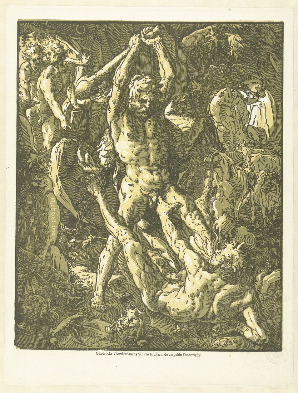 Hercules en Cacus av Hendrick Goltzius
