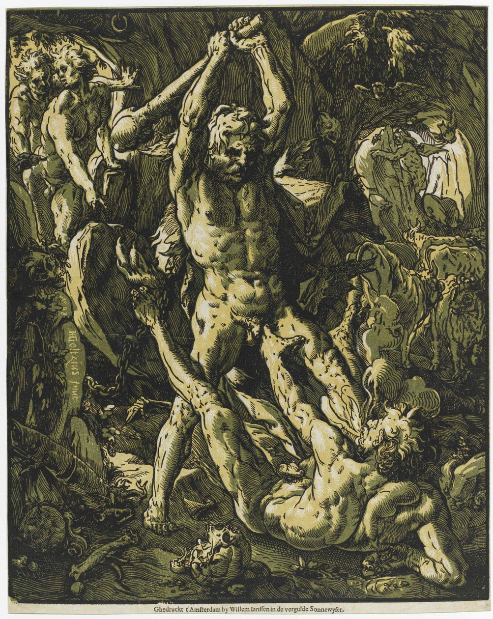 Herkules dödade Cacus, 1588. av Hendrick Goltzius