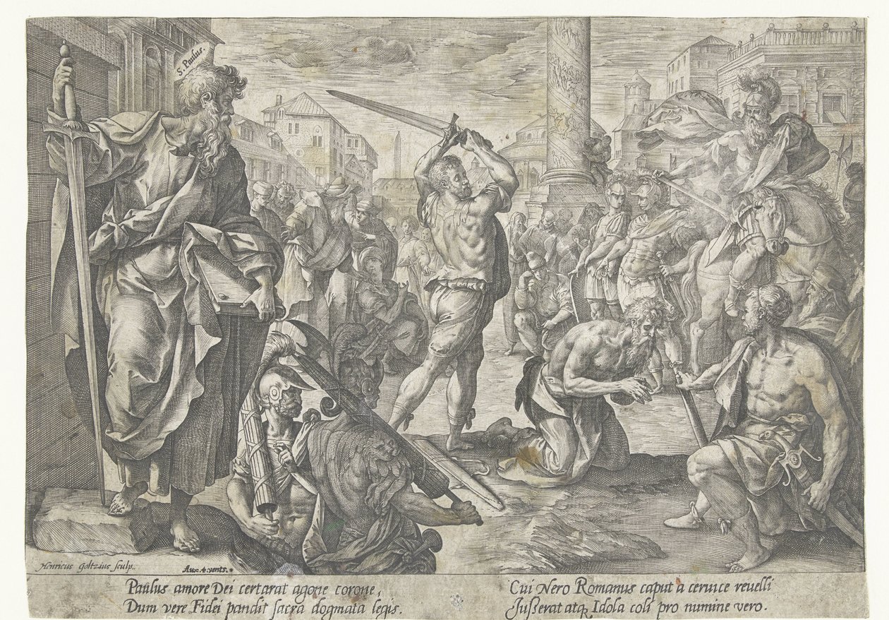 Paulus martyrskap Kristi martyrskap och apostlarna (serietitel) av Hendrick Goltzius
