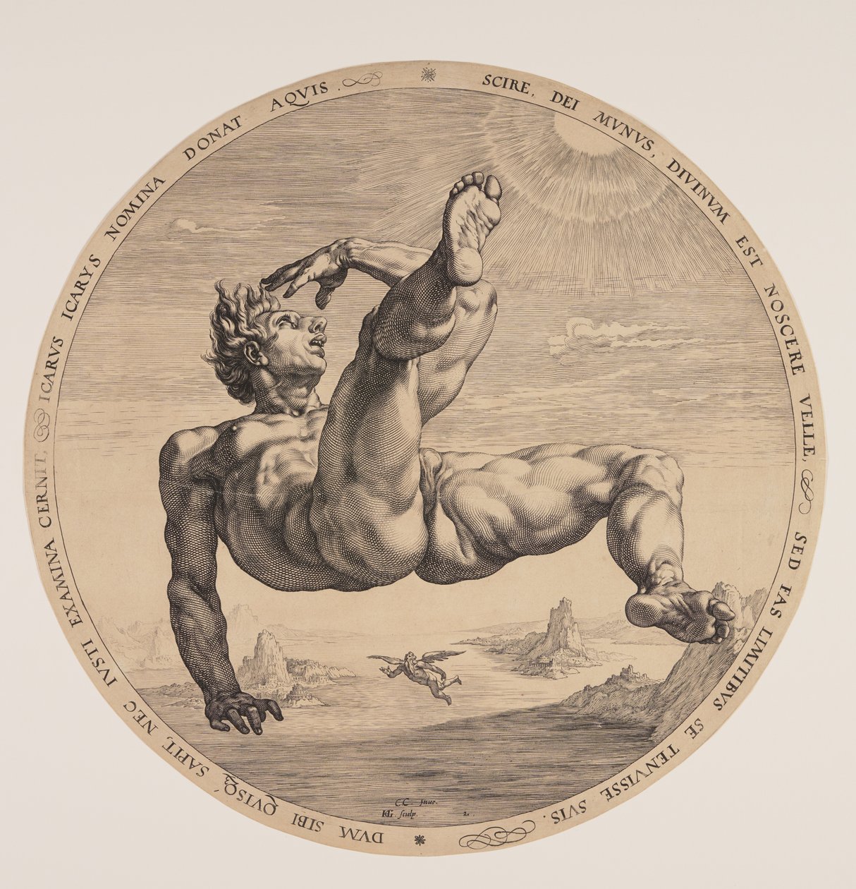 Ikaros, från De fyra skändarna av Hendrick Goltzius