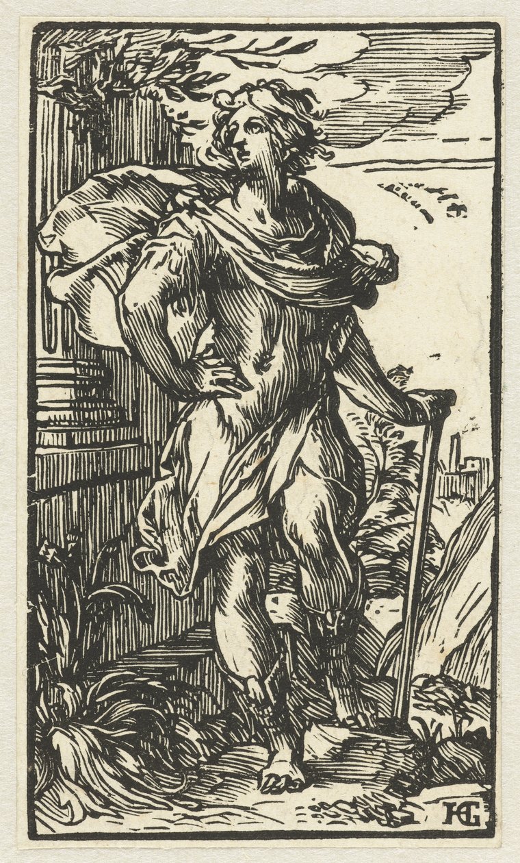 Ung man med käpp av Hendrick Goltzius