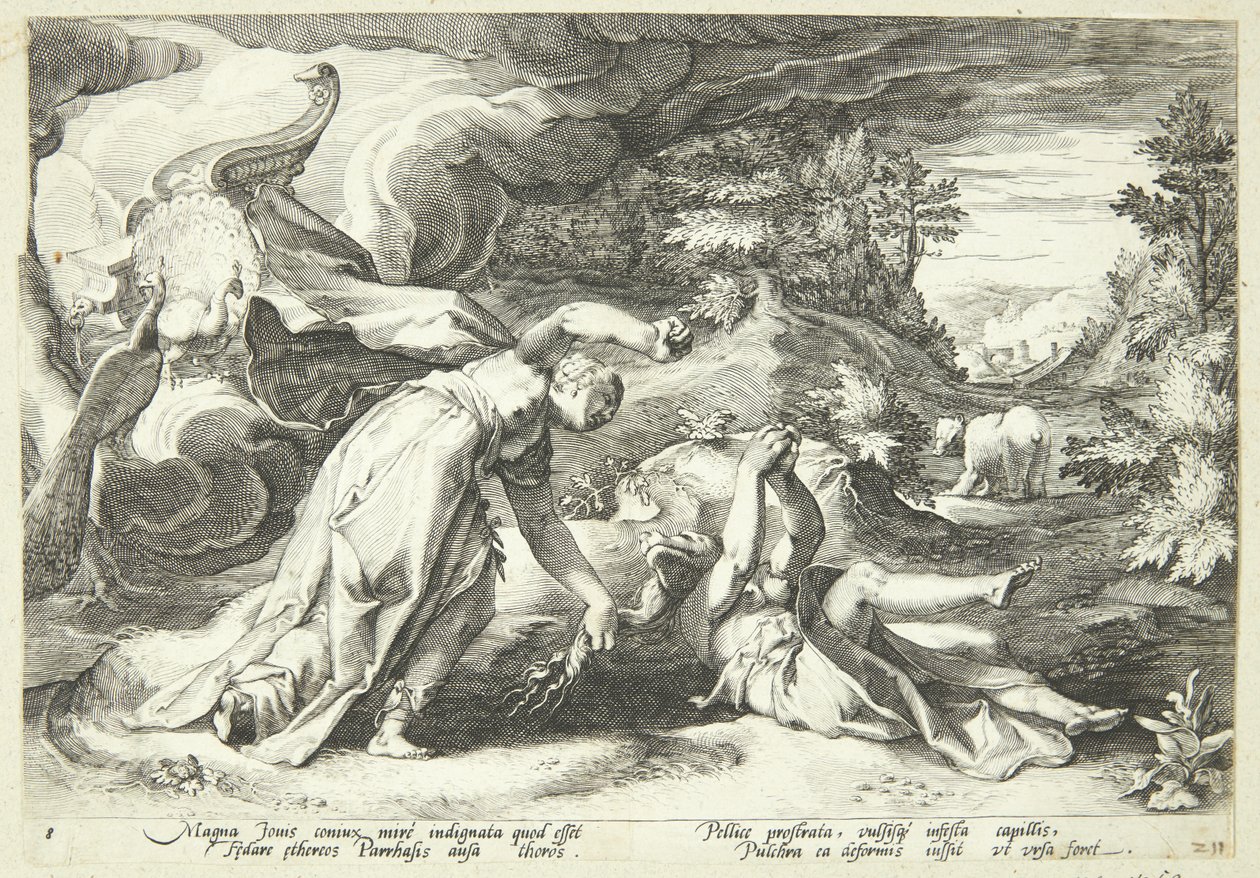 Juno förvandlar Kallisto till en björn av Hendrick Goltzius