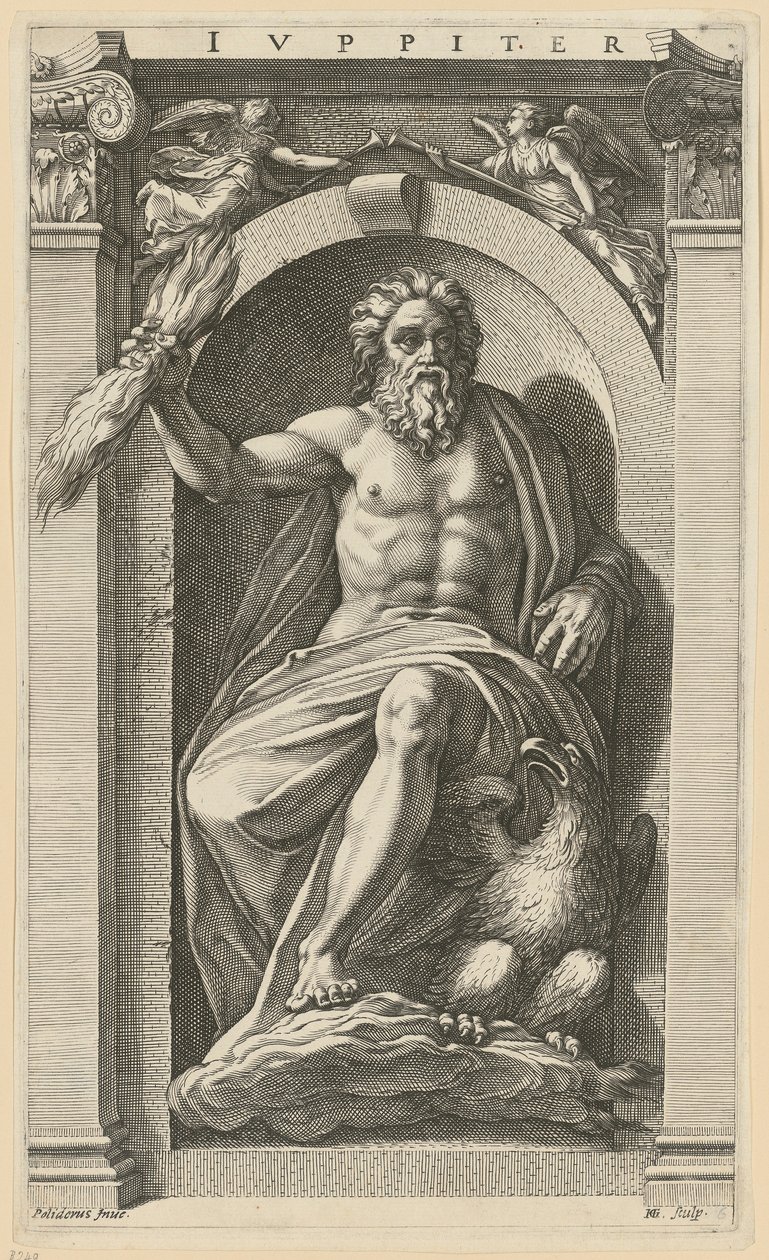 Jupiter, blad 6 i serien ”Åtta antika gudar” av Hendrick Goltzius