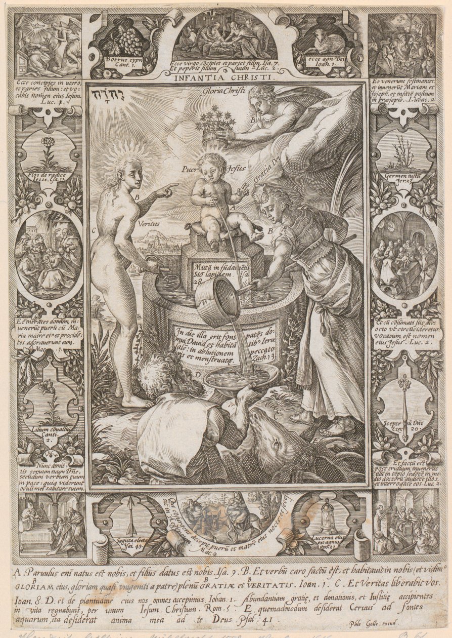 Kristi barndom, blad 3 i serien ”Kristi liv” av Hendrick Goltzius