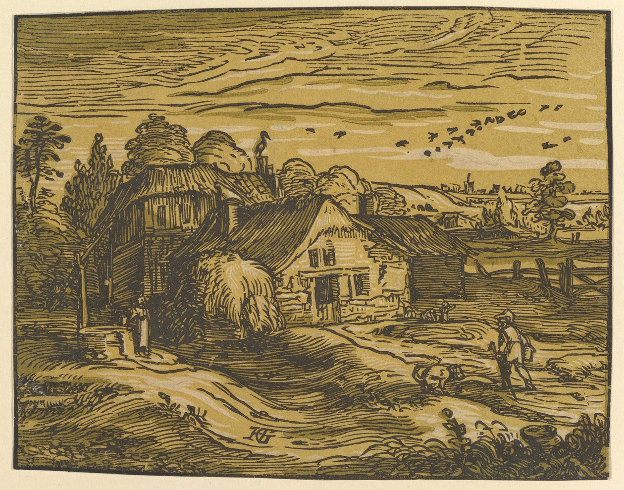 Landskap med stuga av Hendrick Goltzius