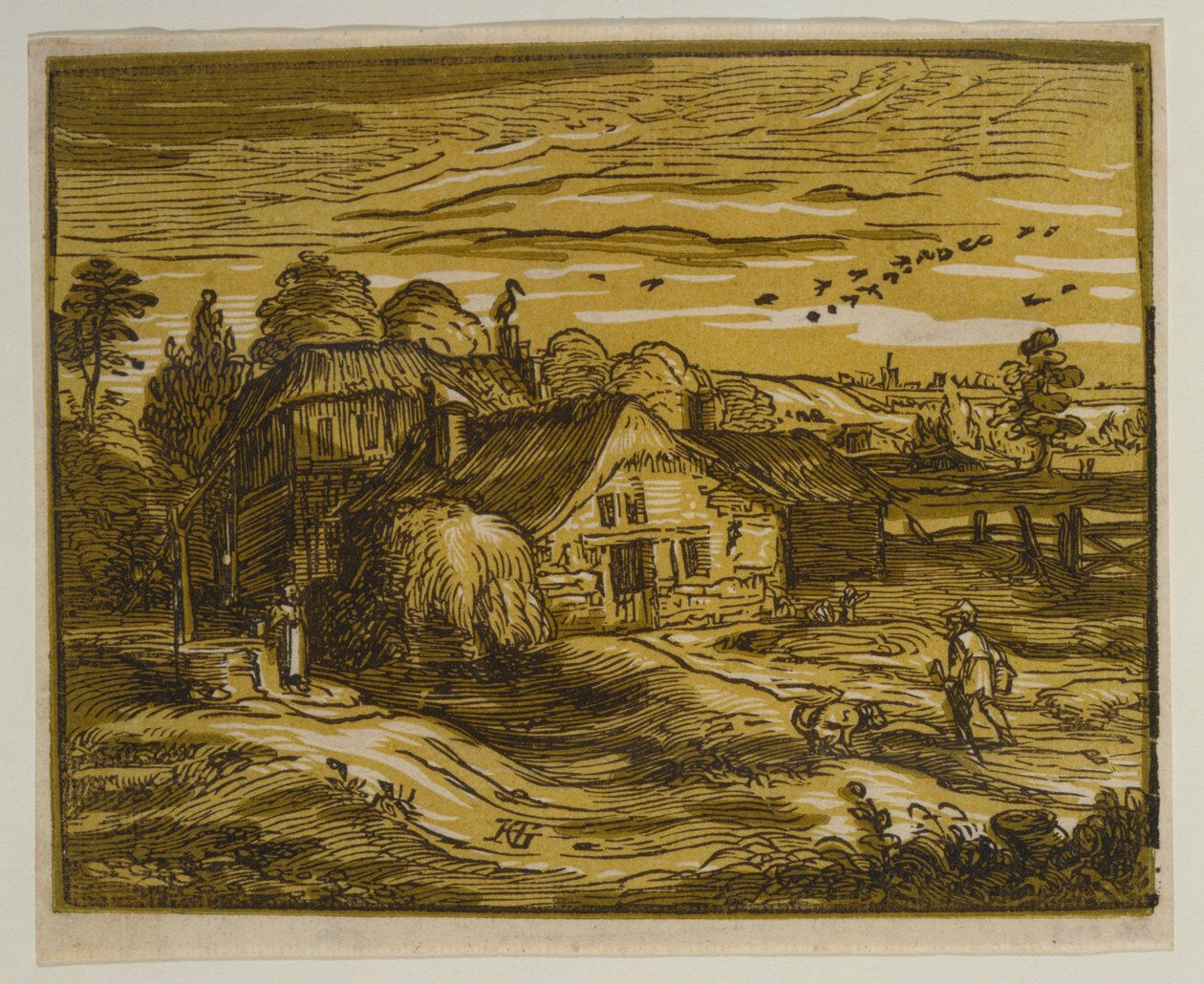Landskap med en bondgård, ur serien ”De fyra små landskapen” av Hendrick Goltzius