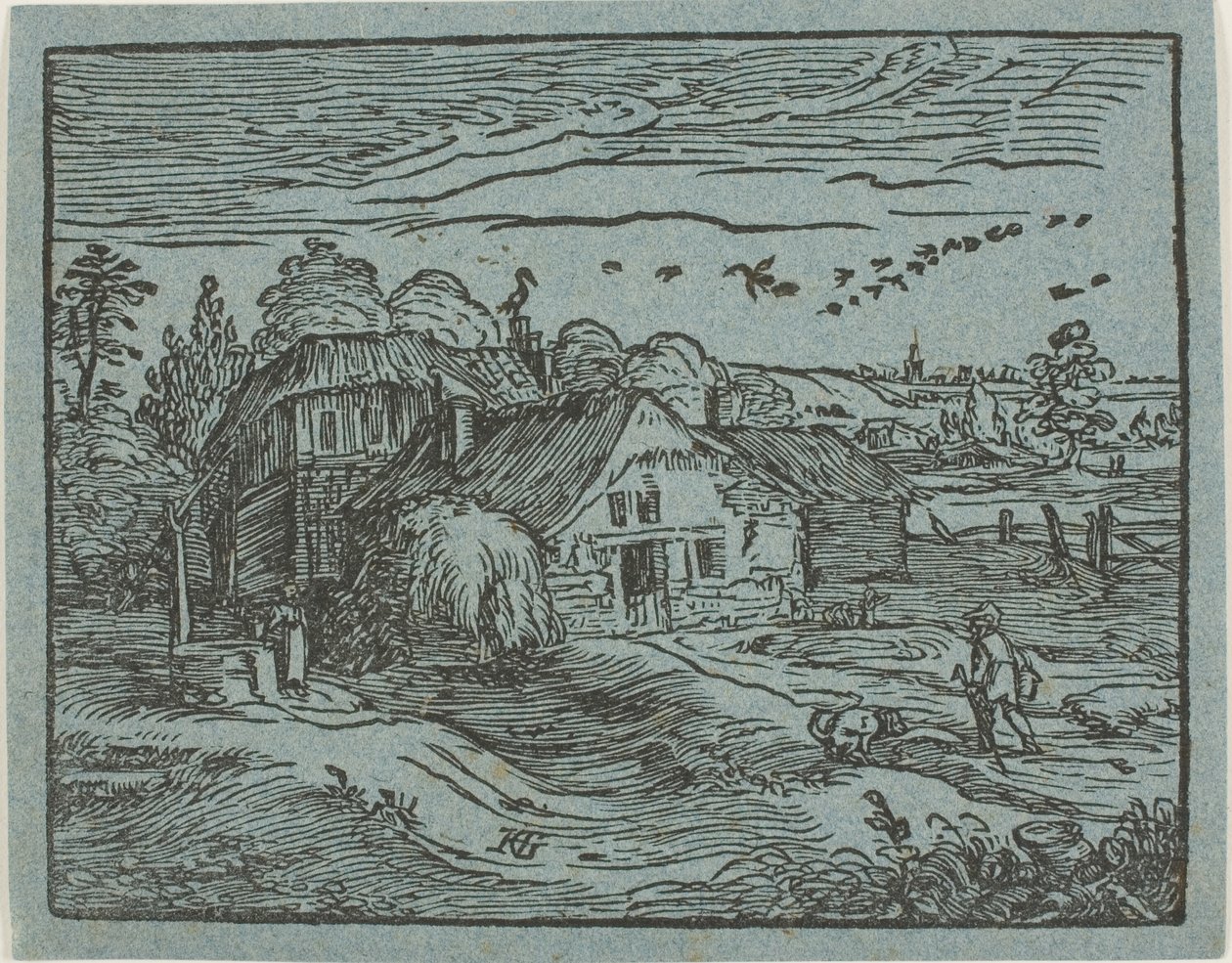 Landskap med bondgård, ur Fyra små landskap av Hendrick Goltzius