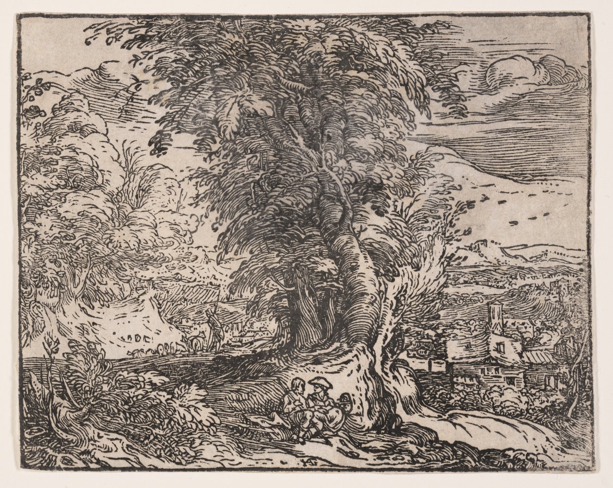 Landskap med fåraherdepar av Hendrick Goltzius