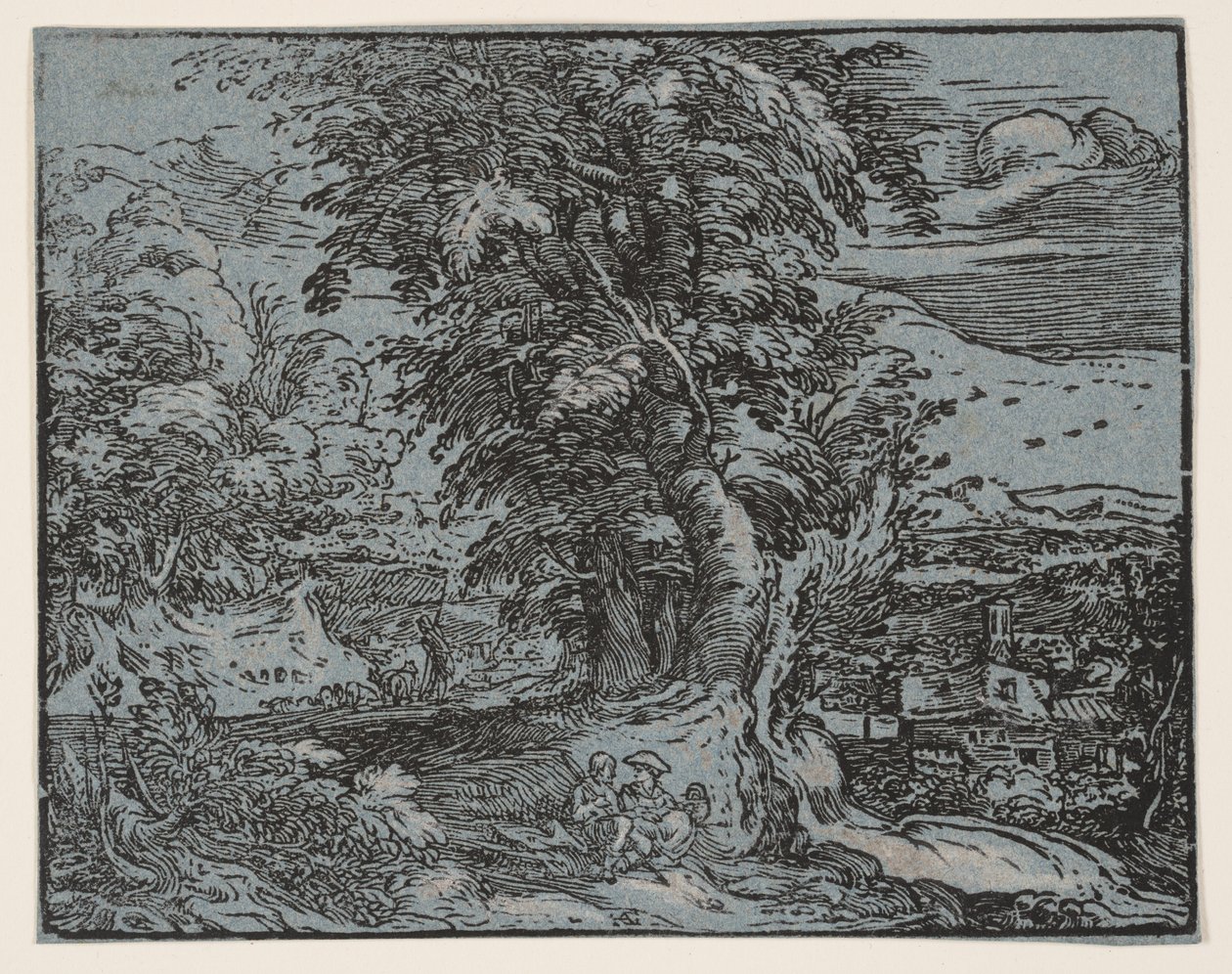 Landskap med fåraherdepar av Hendrick Goltzius
