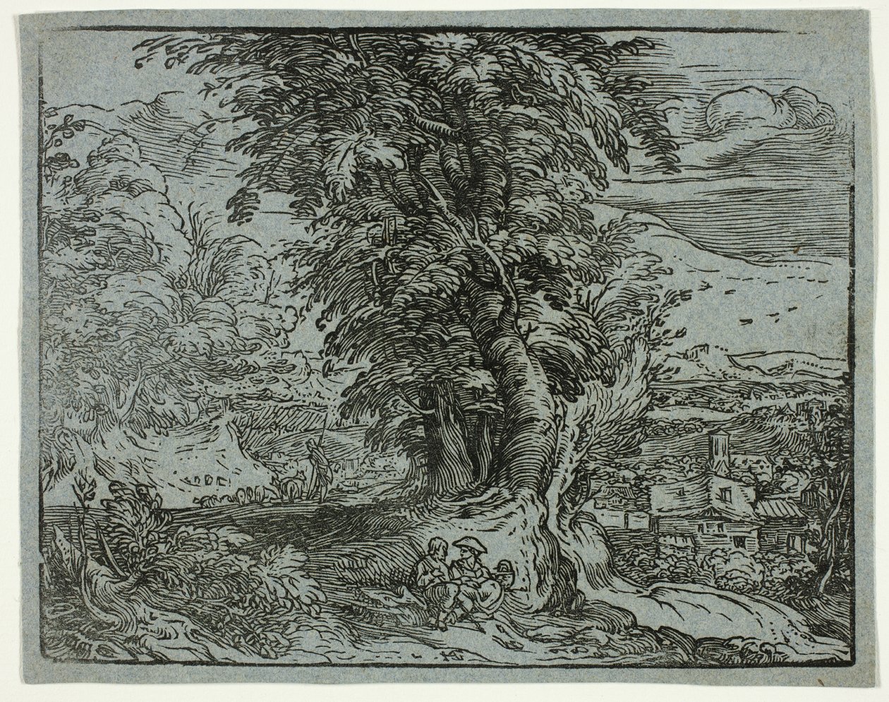 Landskap med ett herdepar, från fyra små landskap av Hendrick Goltzius