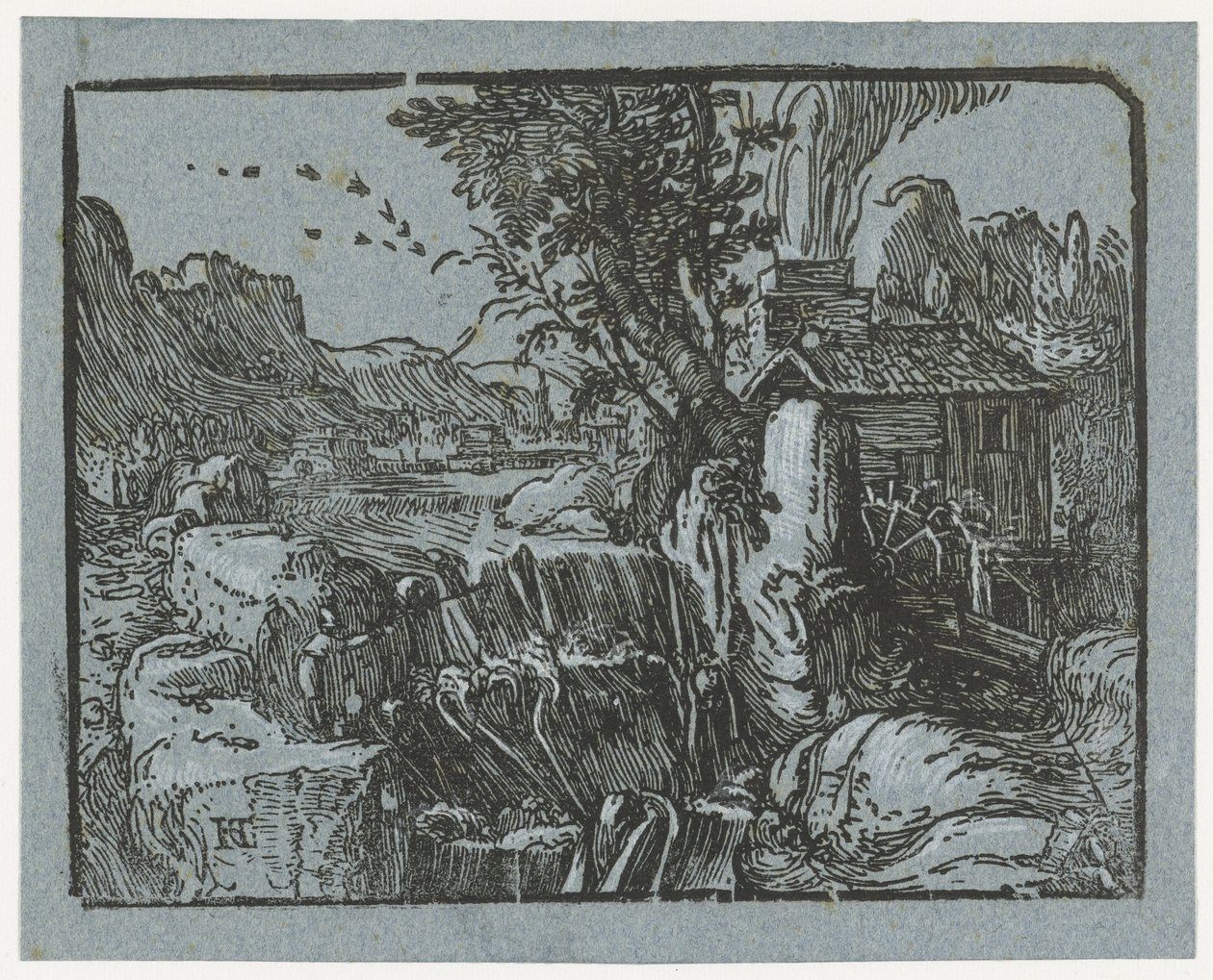 Landskap med vattenfall Fyra små landskap (serietitel) av Hendrick Goltzius