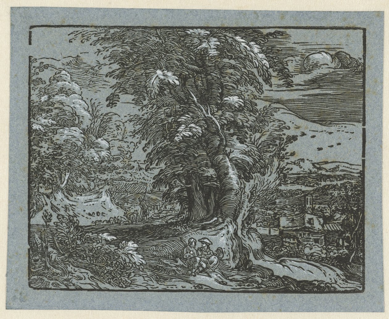 Landskap med sittande par Fyra små landskap (serietitel) av Hendrick Goltzius