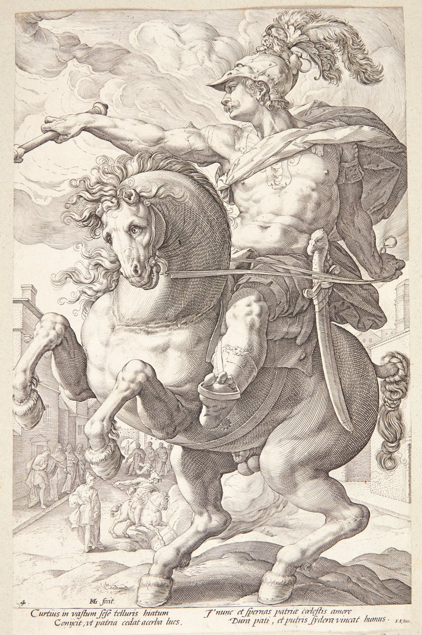 Marcus Curtius av Hendrick Goltzius