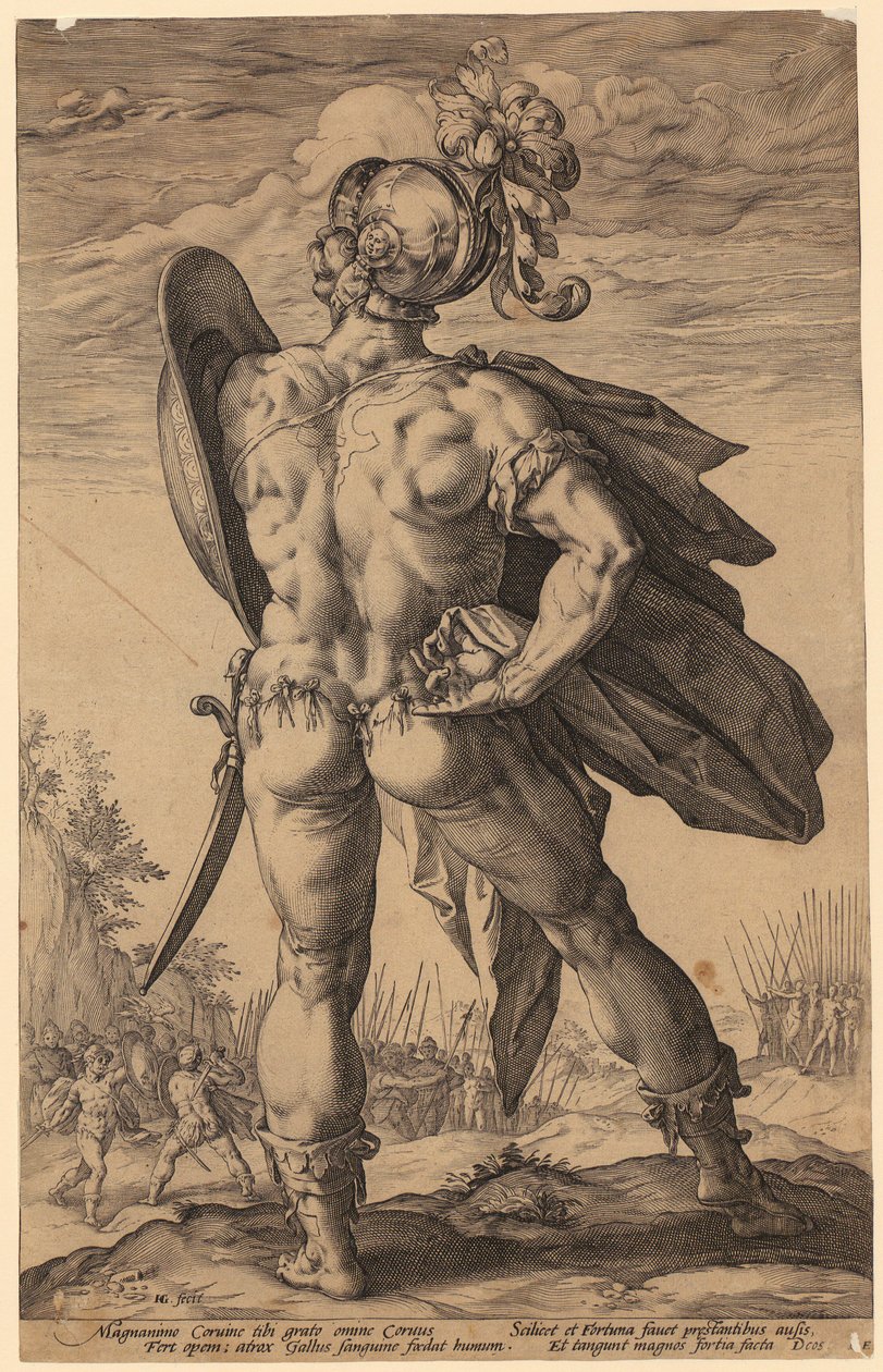 Marcus Valerius Corvus, blad 6 i serien ”Romerska hjältar” av Hendrick Goltzius