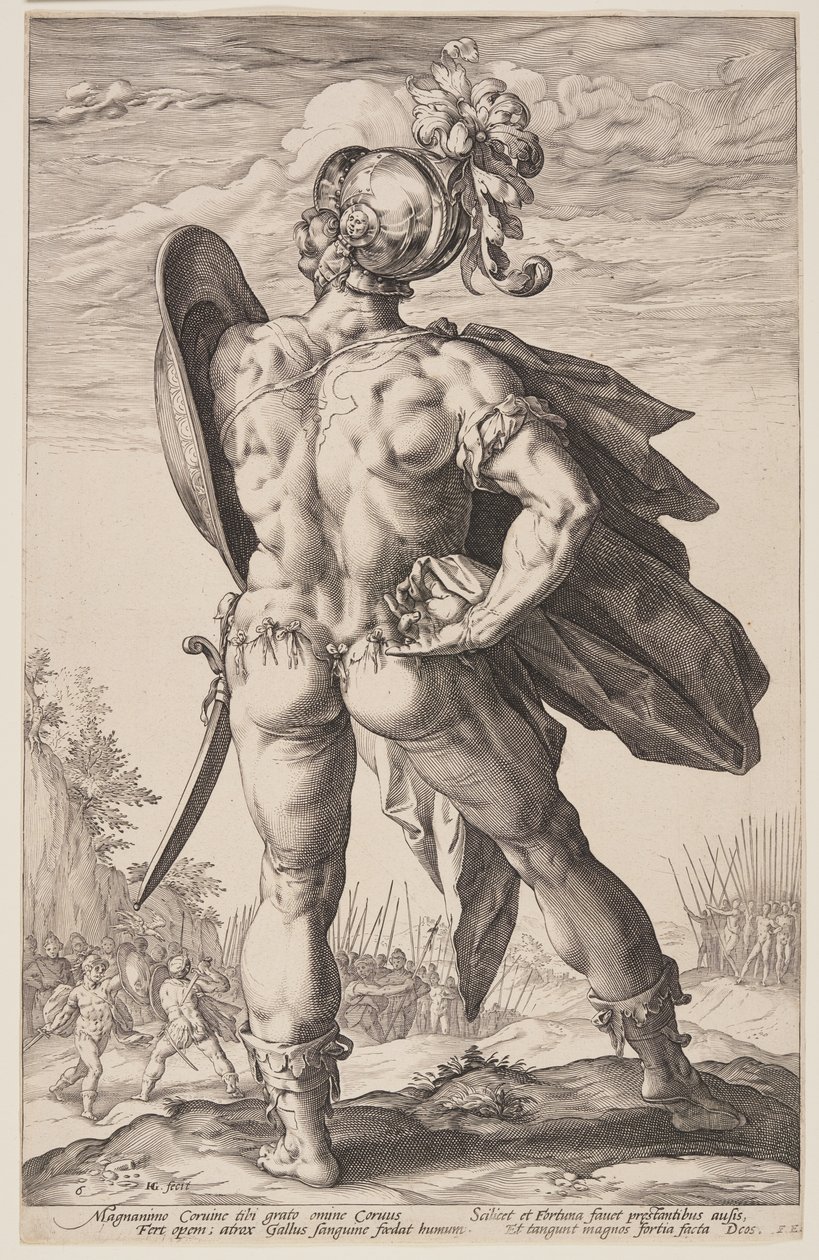 Marcus Valerius Corvus, från De romerska hjältarna av Hendrick Goltzius
