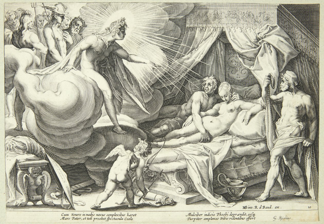 Mars och Venus är förvånade av Hendrick Goltzius