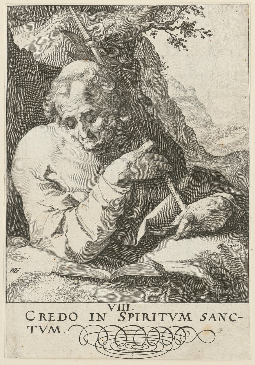 Matteus, blad 9 i serien ”Kristus, de tolv apostlarna och Paulus” av Hendrick Goltzius