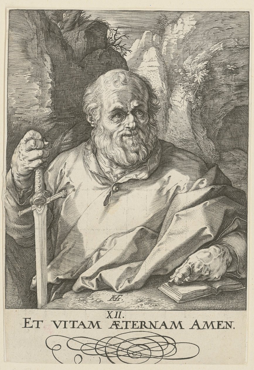 Matthias, blad 13 i serien ”Kristus, de tolv apostlarna och Paulus” av Hendrick Goltzius