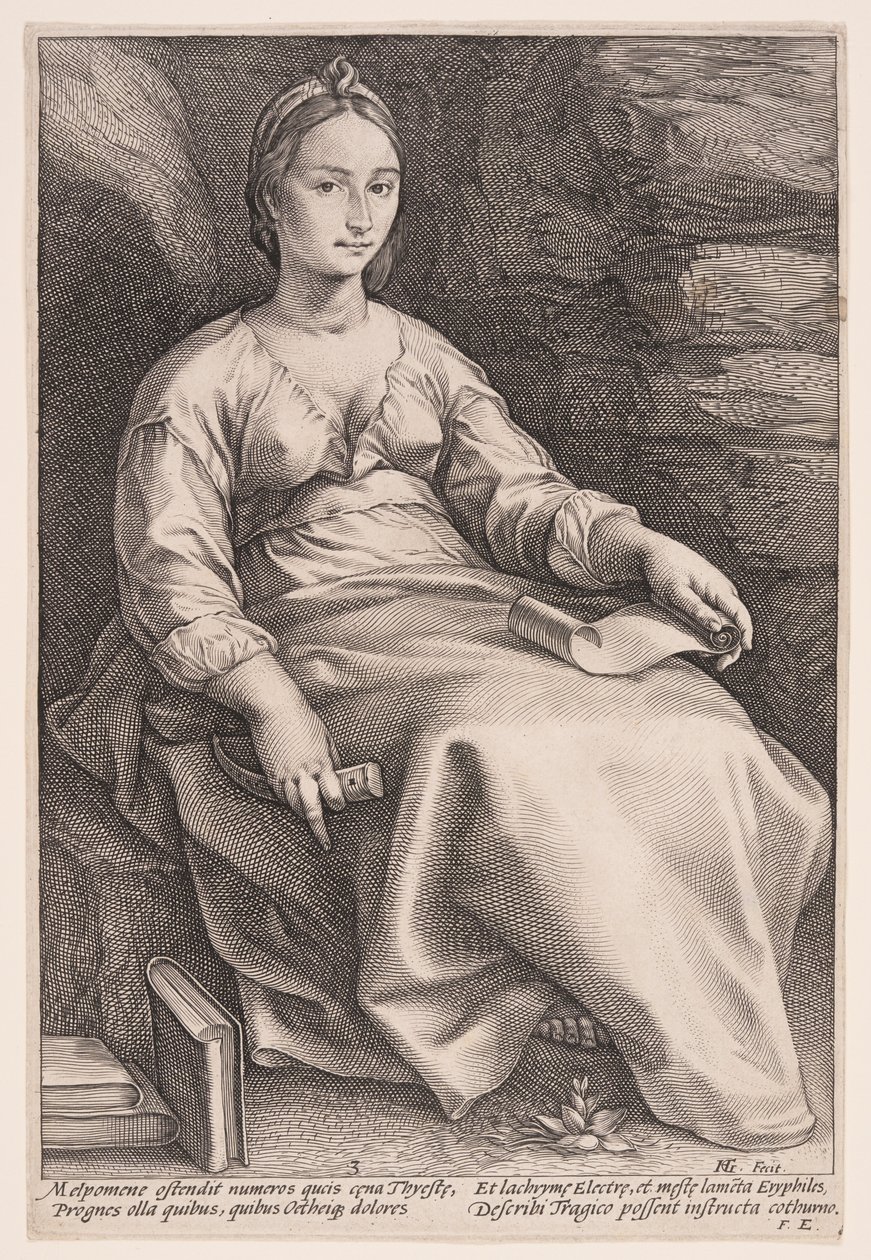 Melpomene, Tragedins musa, från De nio musorna av Hendrick Goltzius