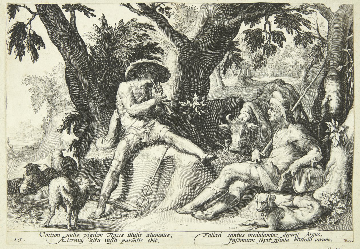 Mercury vaggar Argus i sömn av Hendrick Goltzius