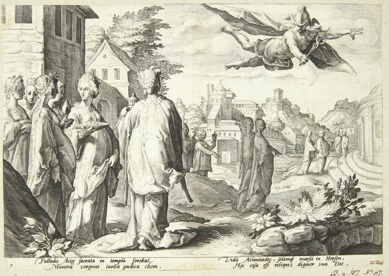 Merkur blir kär i Herse av Hendrick Goltzius