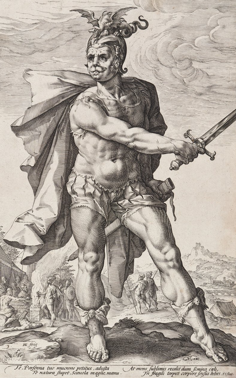 Mucius Scaevola (Romerska hjältar, plansch 3) av Hendrick Goltzius
