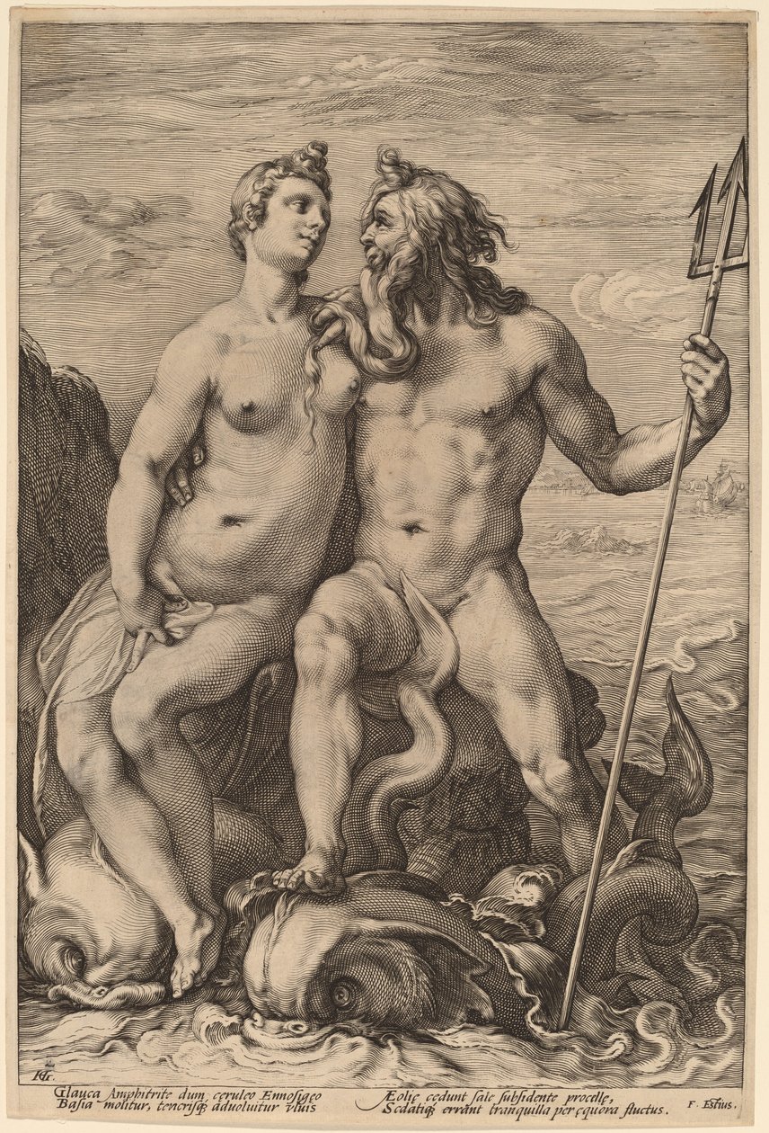 Neptunus och Amfitrit av Hendrick Goltzius
