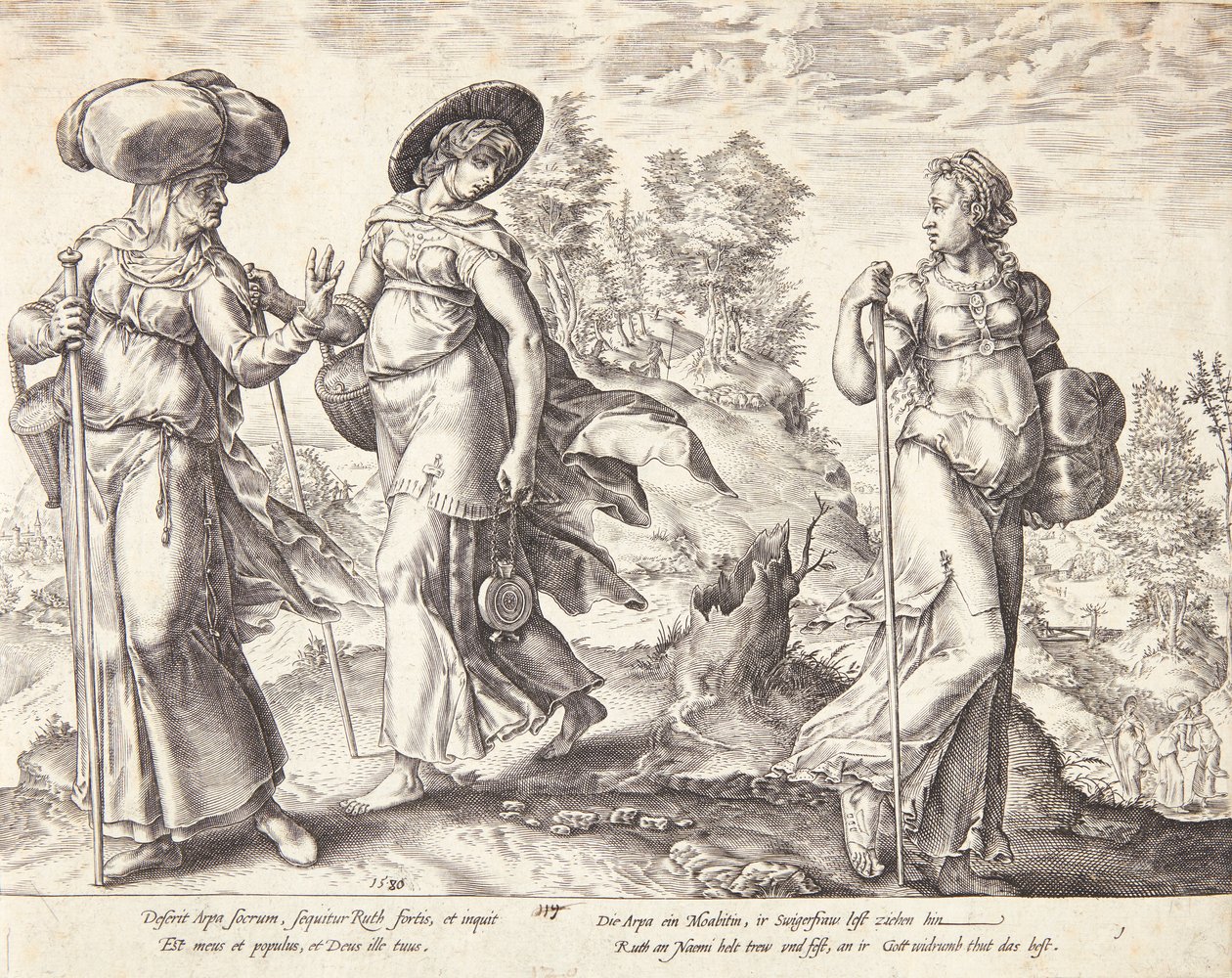 Orpa lämnar Rut och Noomi av Hendrick Goltzius