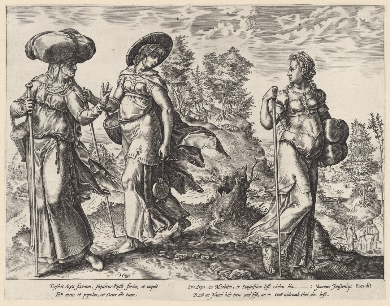 Orpa lämnar Naomi och Rut The History of Ruth (serietitel) av Hendrick Goltzius