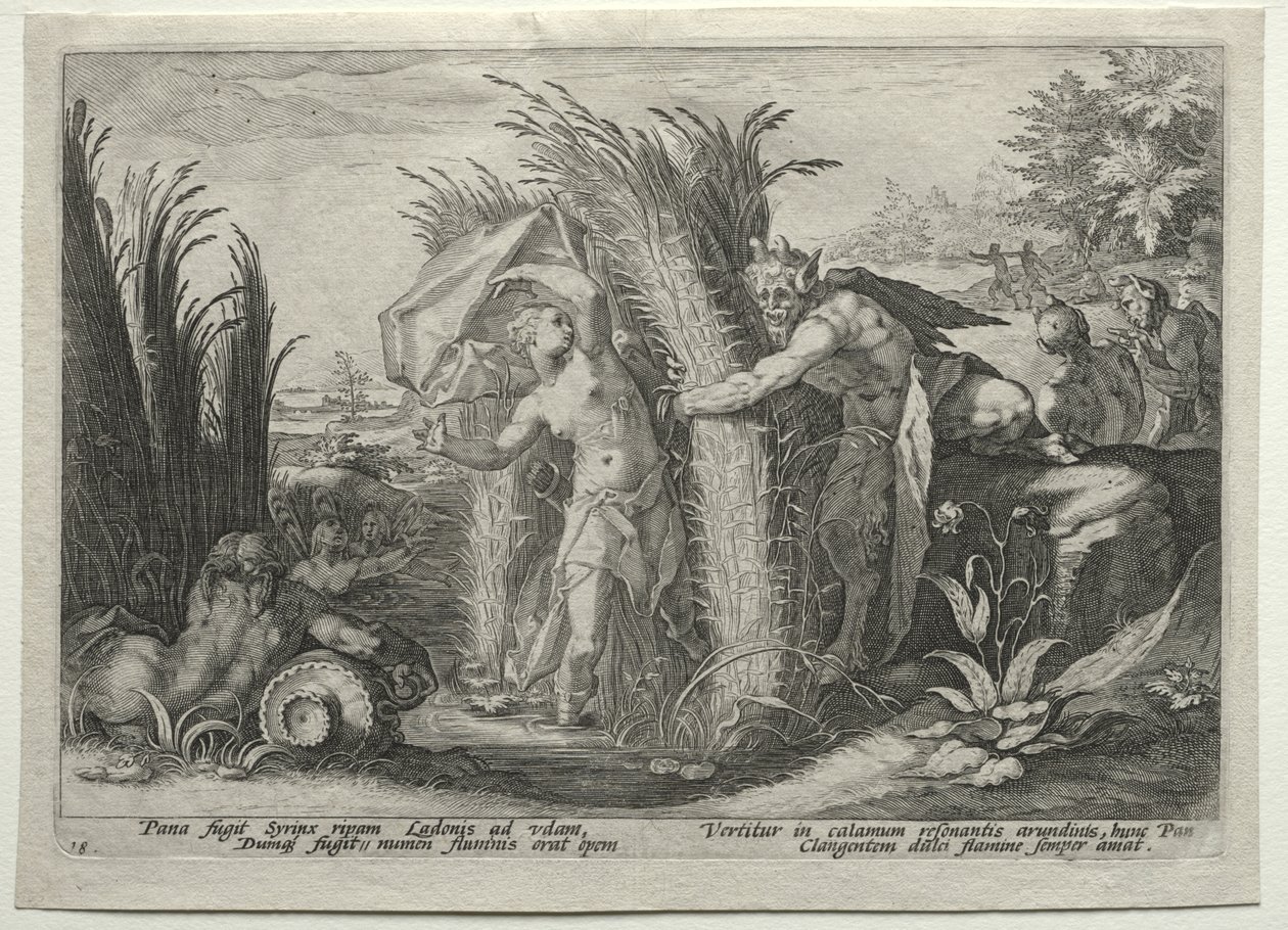 Pan förföljer Syrinx av Hendrick Goltzius