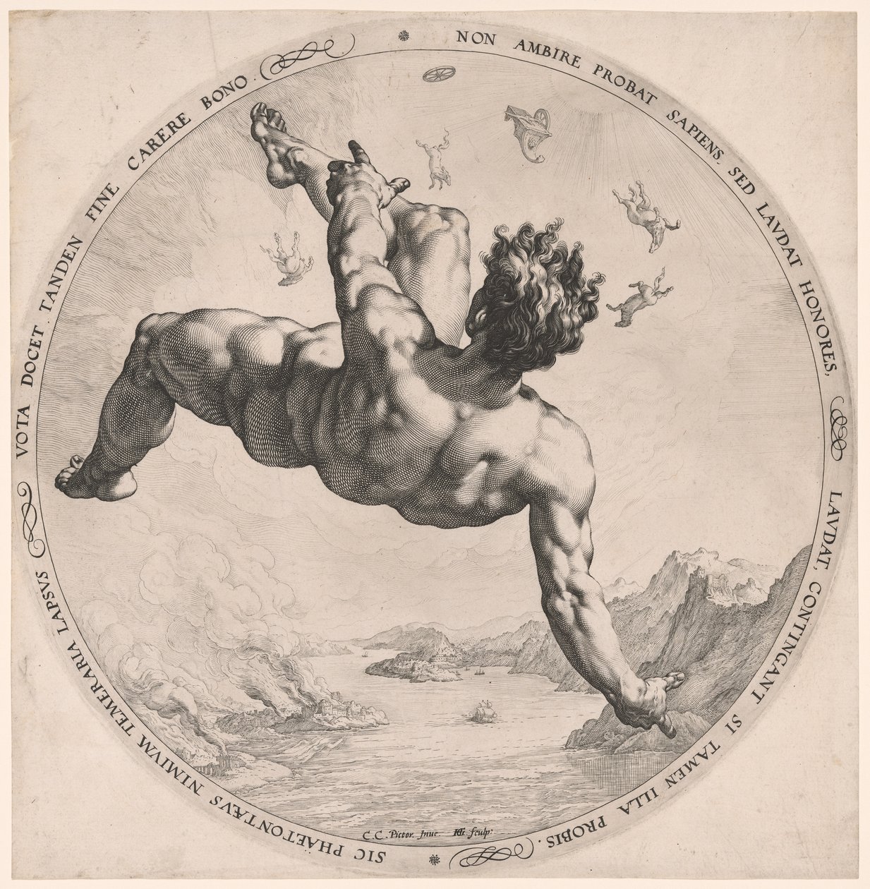 Phaeton, från De fyra skändarna av Hendrick Goltzius