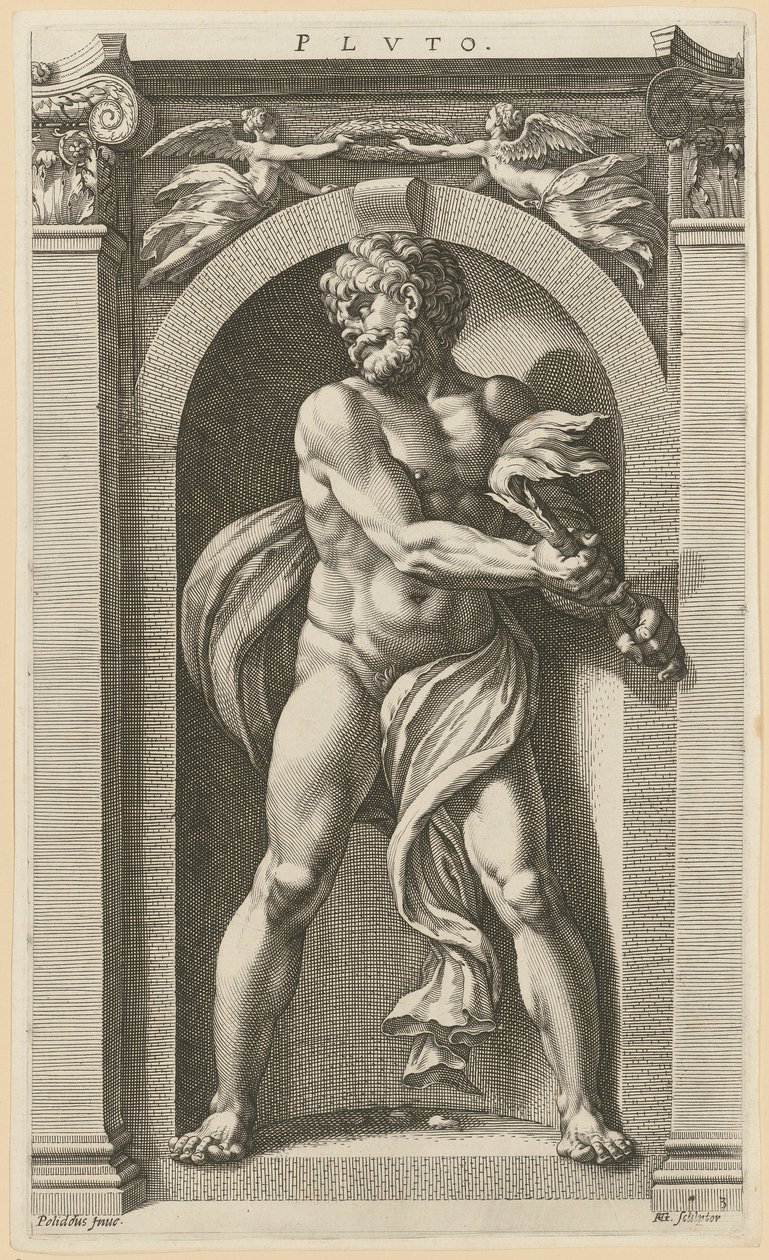 Pluto, blad 3 i serien ”Åtta antika gudar” av Hendrick Goltzius