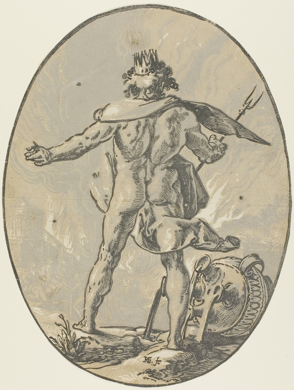 Pluto, tallrik fyra från Demogorgon and the Deities av Hendrick Goltzius