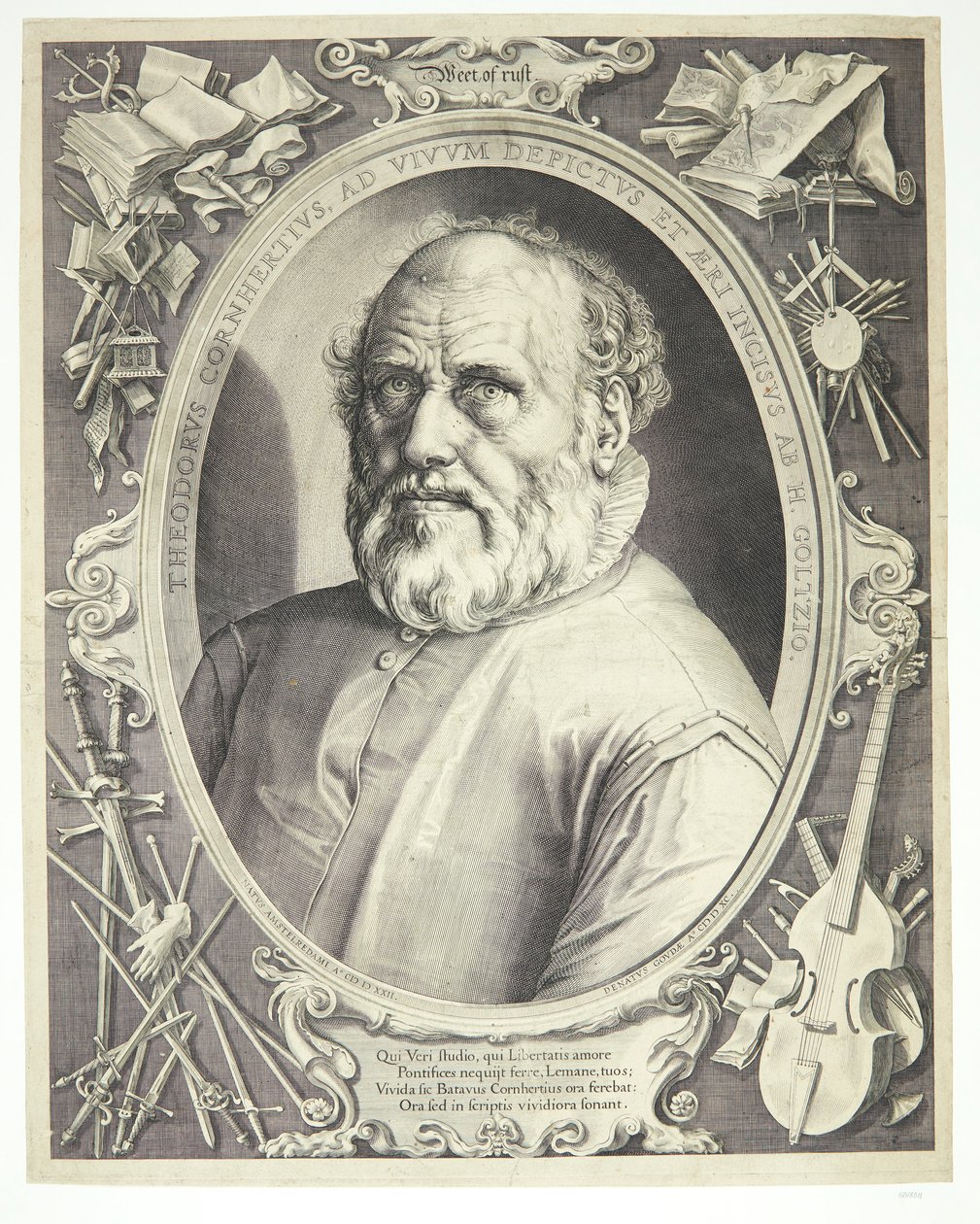 Porträtt av Dirck Volkertsz Coornhert av Hendrick Goltzius