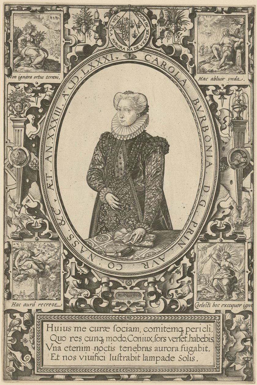 Porträtt av Charlotte de Bourbon av Hendrick Goltzius