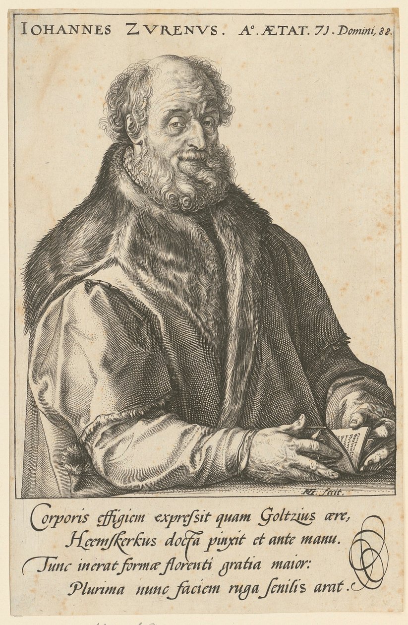 Porträtt av Jan van Zuren [Suren; Surenus] av Hendrick Goltzius